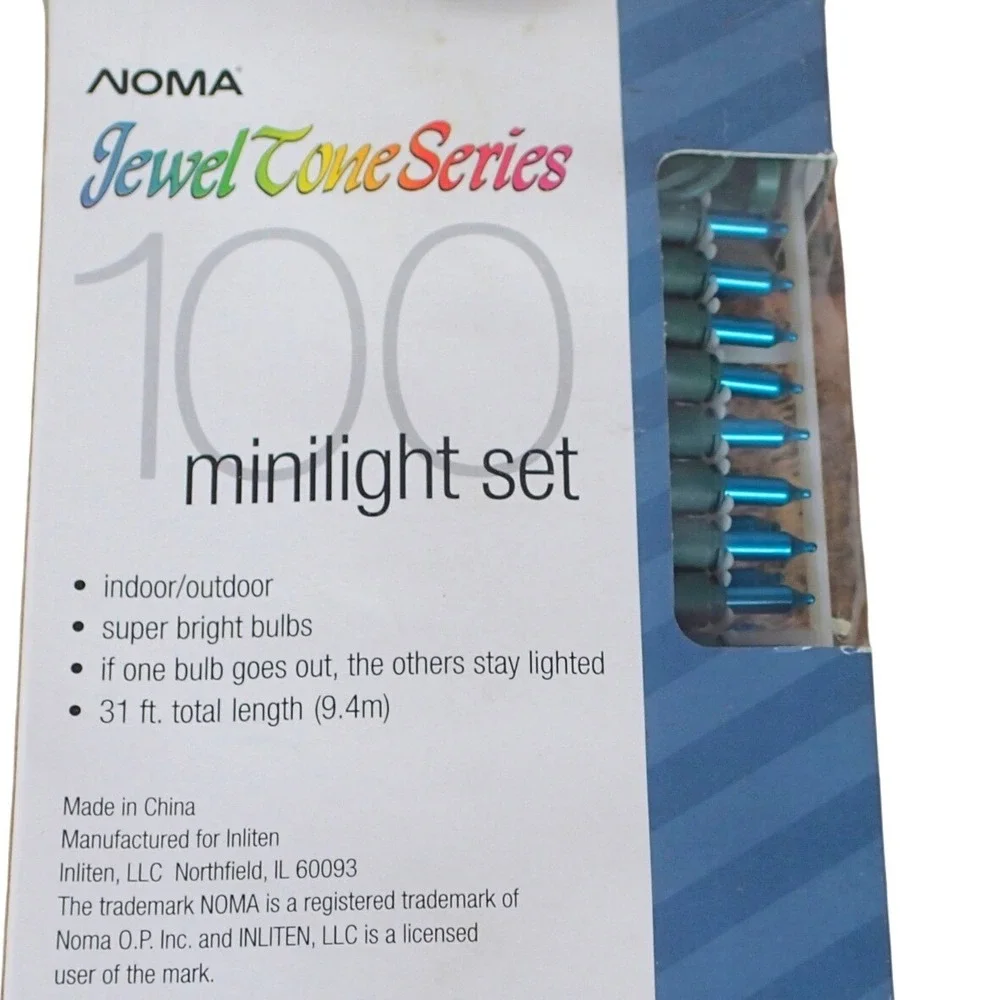 NOMA Jewel Tone 100 String Mini Lights TURQUOISE 31ft NOS New Vintage Christmas